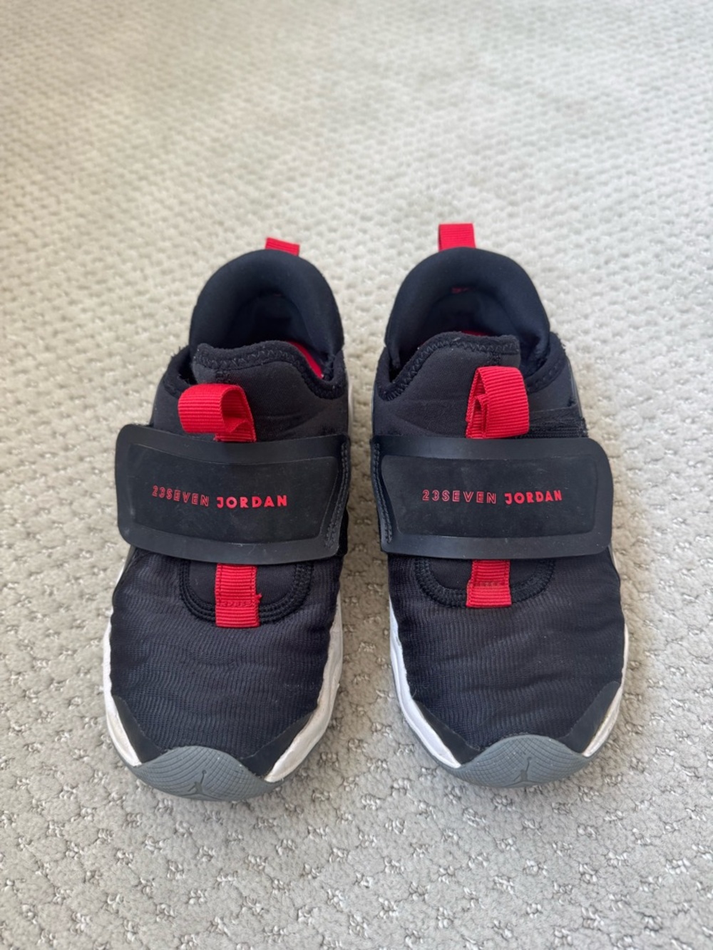Nike Jordan 23/7 Kids Sneakers Black Red Velcro Size 13.5C